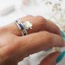 czterolistna koniczynka niebieskie komplet ze srebrną modne pierścionki