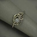 Pierścionek regulowany kamień księżycowy wire wrapping stal