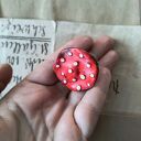 Pierścionek muchomor z ceramiki - regulowana obrączka z ceramicznym grzybkiem