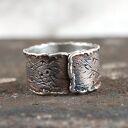 Szeroka obrączka-pierścionek unisex - srebro 1,2 cm, regulowany rozmiar