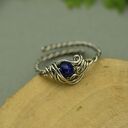 Mini pierścionek regulowany lapis lazuli wire wrapping stal chirurgiczna