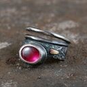 różowy turmalin - pierścionek ze srebra i złota