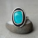 nietuzinkowe pierścionki z - oval srebrny pierścionek z turkusem