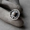 Sunset ring srebrny pierścionek z perłą