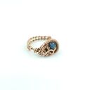 Miedziany pierścionek z szafirem wire wrapping - regulowany rozmiar