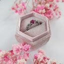 Pierścionek Rubin ze stali chirurgicznej - wire wrapping, regulowany