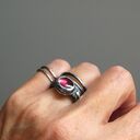 różowy turmalin - pierścionek ze srebra i złota