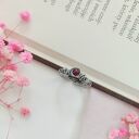 Pierścionek z granatem regulowany ze stali chirurgicznej - handmade wire wrapping