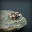 Szafirowy pierścionek z miedzi - regulowany wire wrapping