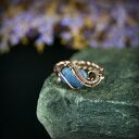 Regulowany pierścionek z kyanitem i miedzi - wire wrapping