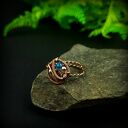 Apatyt regulowany pierścionek z miedzi - rękodzieło wire wrapping