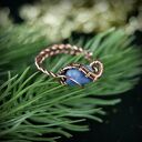 Regulowany pierścionek z kyanitem i miedzi - wire wrapping