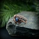 Szafir regulowany pierścionek z miedzi - wire wrapping
