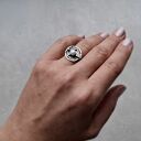 Sunset ring srebrny pierścionek z perłą