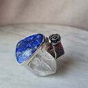 Srebrny regulowany pierścień z lapis lazuli