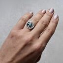 Sunset Ring - srebrny pierścionek z turkusem (oksydowane srebro 925)