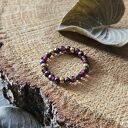 Elastyczny pierścionek z granatem i hematytem