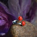 Koral naturalny Pierścionek podwójny Srebro 925