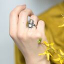 Pierścionek srebrny z Szarym Skarabeuszem