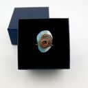 Regulowany pierścionek z błękitnym agatem - wire wrapping z miedzi