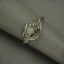 Pierścionek regulowany kamień księżycowy wire wrapping stal