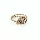 Granatowy pierścionek regulowany z miedzi dla niej - wire wrapping