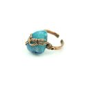 Regulowany pierścionek z dużym niebieskim agatem w wire wrapping