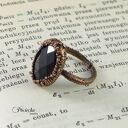Miedziany pierścionek Black crystal z czarnym kryształem - regulowany