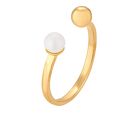 ręcznie zrobione złoty pierścionek z kuleczką i opalizującą perłą