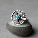 Sunset Ring - srebrny pierścionek z turkusem (oksydowane srebro 925)