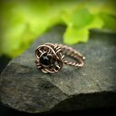 Turmalin regulowany pierścionek z miedzi - czarny kamień w wire wrapping