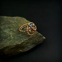 Apatyt regulowany pierścionek z miedzi - rękodzieło wire wrapping