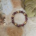 Elastyczny pierścionek z granatem i hematytem