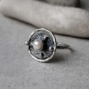 Sunset ring srebrny pierścionek z perłą