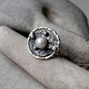 Sunset ring srebrny pierścionek z perłą