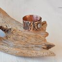 Pierścionek z kutej, oksydowanej miedzi /47/ biżuteria miedziana rękodzieło