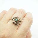 Agat regulowany pierścionek z miedzi - ręczne wire wrapping