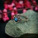 Niebieski agat w miedzianej oprawie - regulowany pierścionek wire wrapping