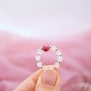 Pierścionek Candy z kwarcem różowym i jadeitem Cherry Veins