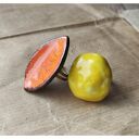 Zestaw 2 pierścionków ceramicznych: łódeczka i oczko - regulowane handmade