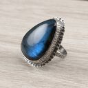 Labradoryt i srebro 2007a - pierścionek r. 17