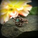 Agat regulowany pierścionek z miedzi - ręczne wire wrapping