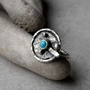 Sunset Ring - srebrny pierścionek z turkusem (oksydowane srebro 925)