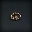 Miedziany pierścionek z szafirem wire wrapping - regulowany rozmiar