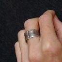 Szeroka obrączka-pierścionek unisex - srebro 1,2 cm, regulowany rozmiar
