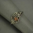 Pierścionek regulowany kamień słoneczny wire wrapping stal