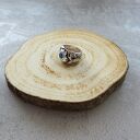 Duży Pierścień Kwiat Cyrkonia-Szafir