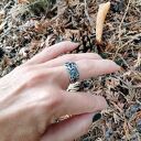 Pierścionek Srebrny Tribal z Granatem i kamieniami-Noce Kairu Regulowany