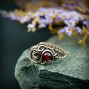 Rubin regulowany pierścionek z miedzi - wire wrapping