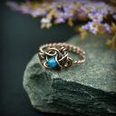 Regulowany pierścionek z apatytu i miedzi - wire wrapping